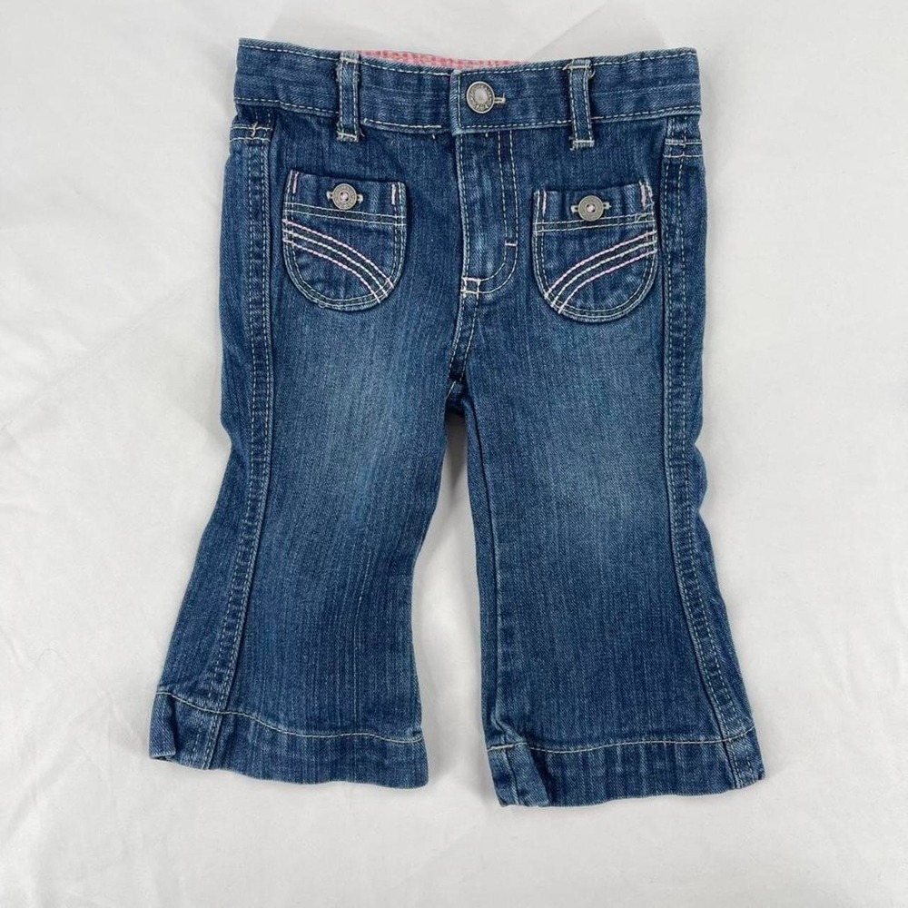 Y2K Girls Embroidered Bootcut Jeans Infant Casual Cotton Denim 12 Months Pink